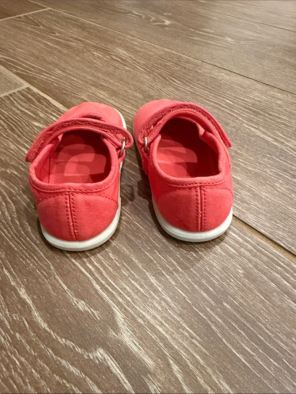 Zara Coral-Red Barefoot Canvas Mary Jane Shoes for Kids